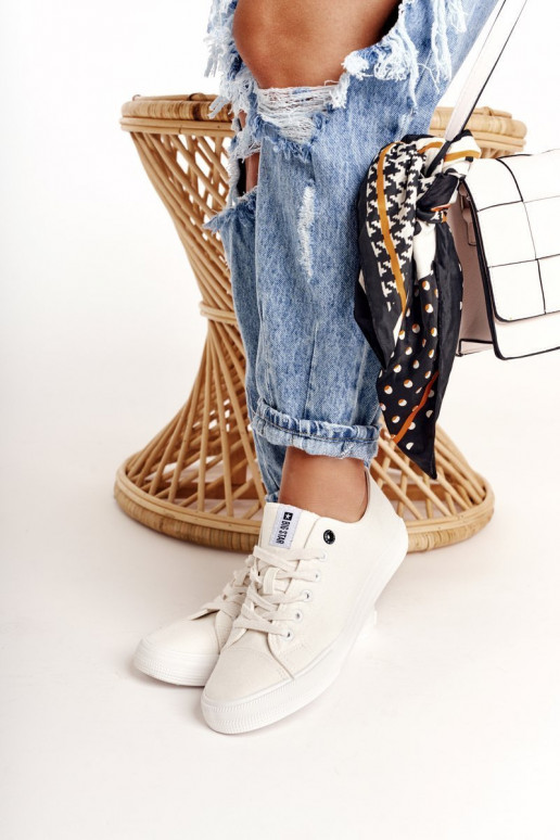 Baixo feminino sapatos casuais Big Star DD274451 cor branca