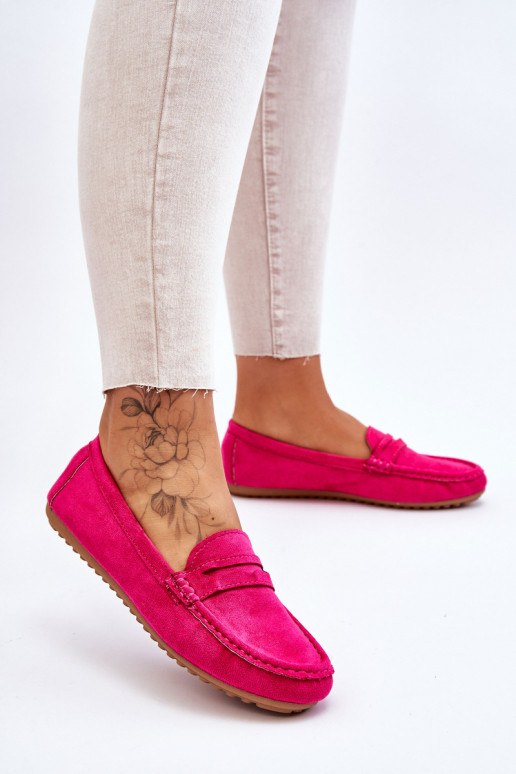 Feminino Mocassins clássicos de camurça cor rosa Ivana