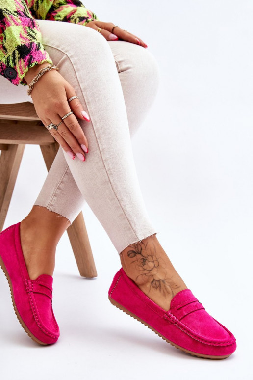 Feminino Mocassins clássicos de camurça cor rosa Ivana