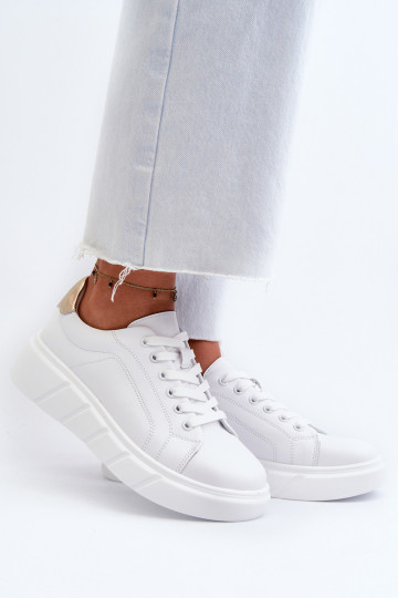 Botas femininas de couro de estilo esportivo com plataforma brancas Danida