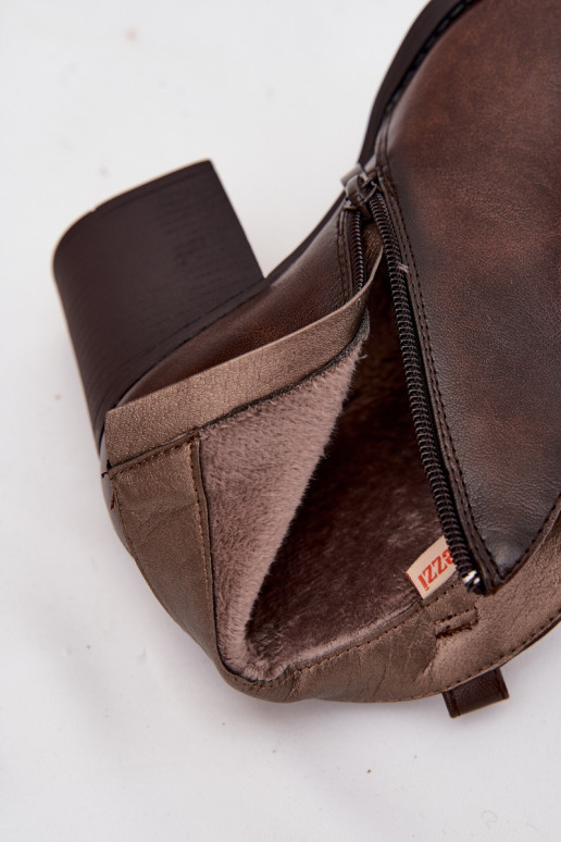 aquecimento Botas femininas de couro ecológico CzekoladoParae Talienne