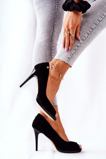 Sapatos de camurça Monnari 0490-020 cor preta