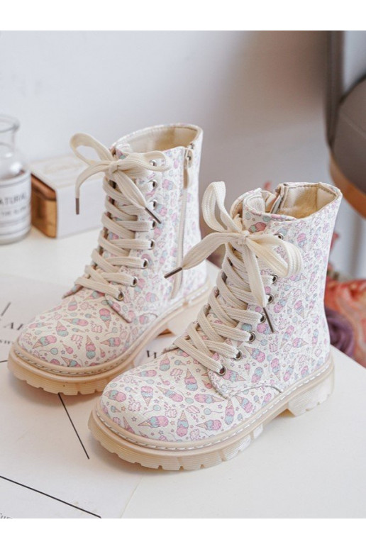 aquecimento Botas Infantil com zíperes bege Dolida