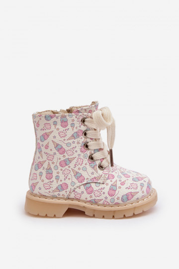 aquecimento Botas Infantil com zíperes bege Dolida 2