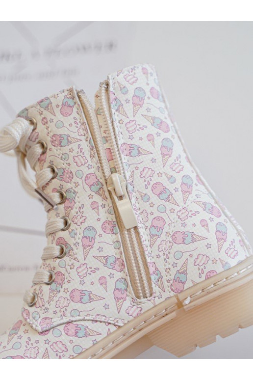 aquecimento Botas Infantil com zíperes bege Dolida