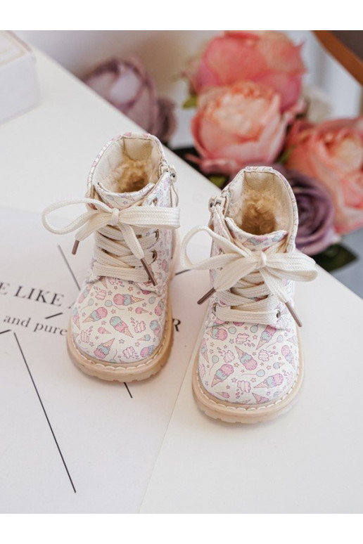 aquecimento Botas Infantil com zíperes bege Dolida