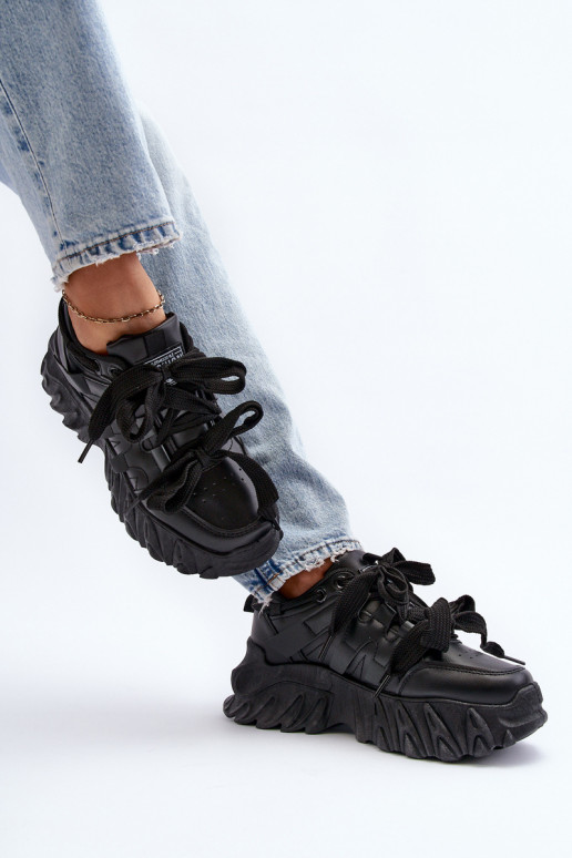 À modalo de tênis Feminino com solas maciças da moda cor preta Ellerai