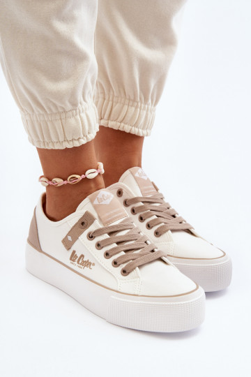  Sapatos de lazer Lee Cooper LCEM-24-31-2198 cor branca