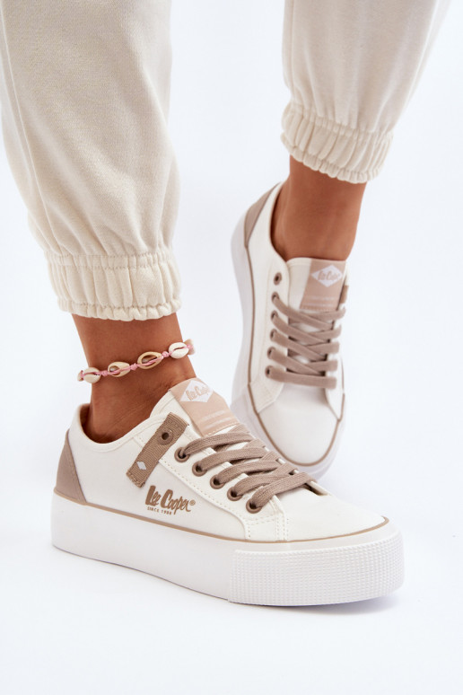  Sapatos de lazer Lee Cooper LCEM-24-31-2198 cor branca