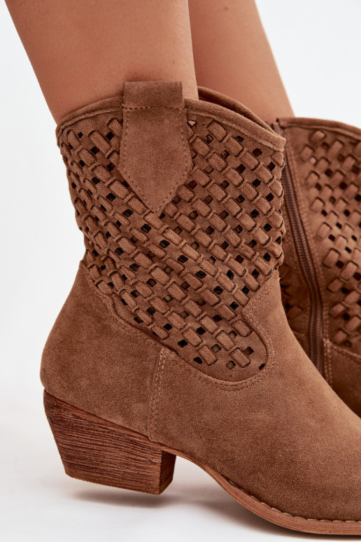 Botas a céu aberto Feminino com salto cor marrom Ferissa