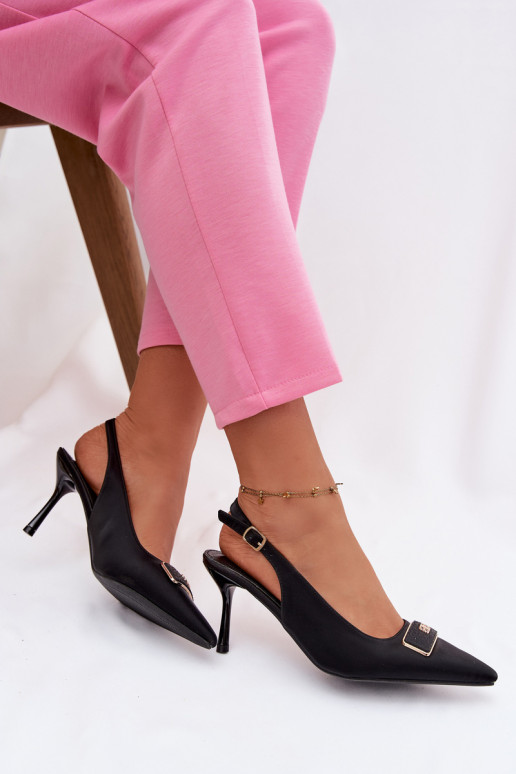 sandálias de salto alto Feminino Com decorações Detalem cor preta Lurella