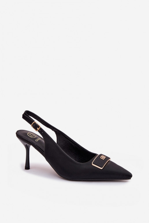 sandálias de salto alto Feminino Com decorações Detalem cor preta Lurella