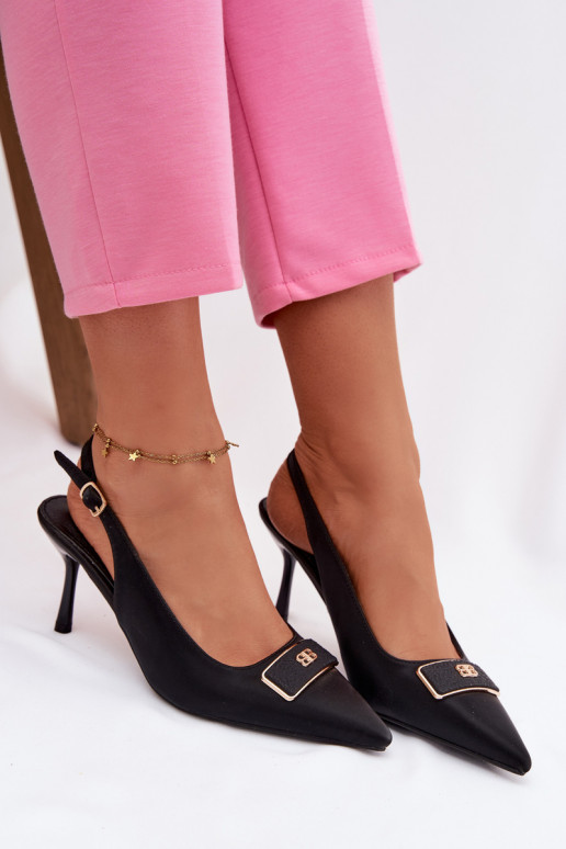 sandálias de salto alto Feminino Com decorações Detalem cor preta Lurella