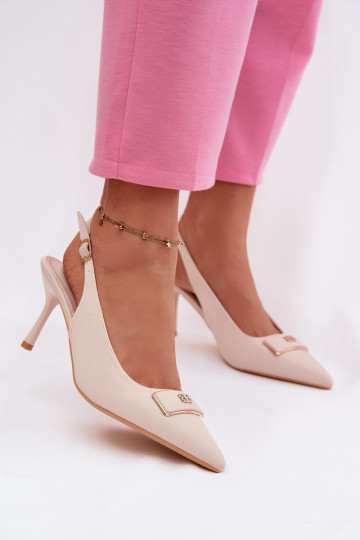 sandálias de salto alto Feminino Com decorações Detalem cor de marfim Lurella 2