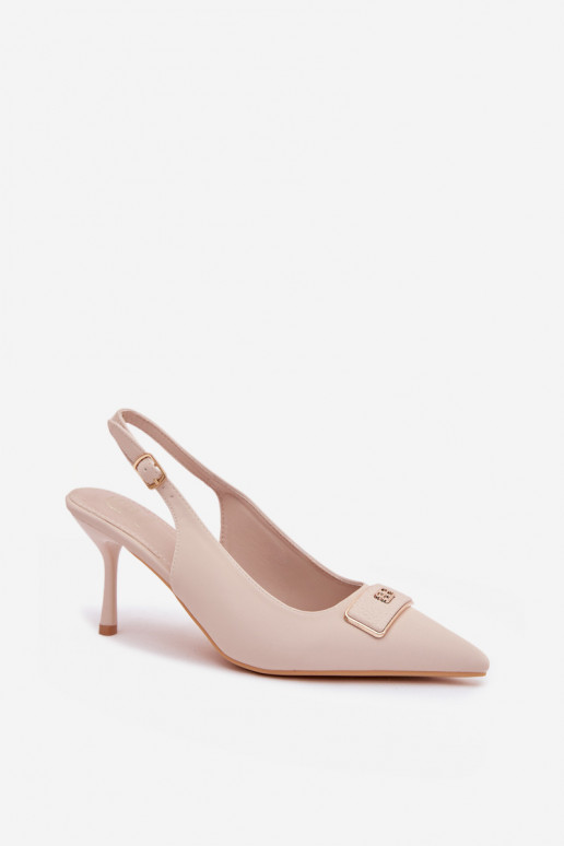 sandálias de salto alto Feminino Com decorações Detalem cor de marfim Lurella