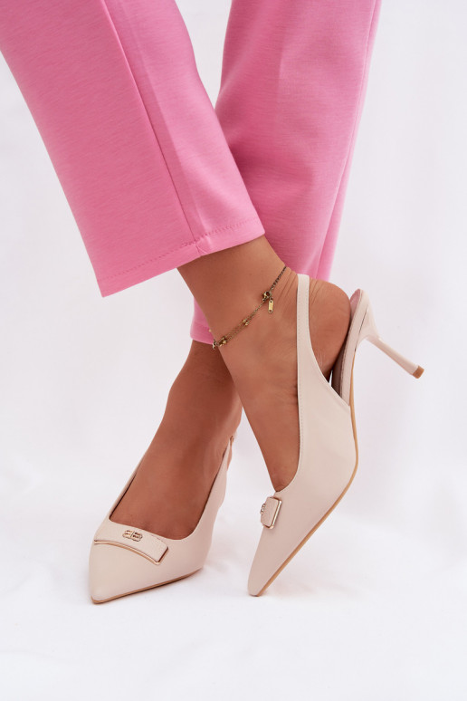 sandálias de salto alto Feminino Com decorações Detalem cor de marfim Lurella