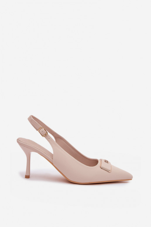 sandálias de salto alto Feminino Com decorações Detalem cor de marfim Lurella