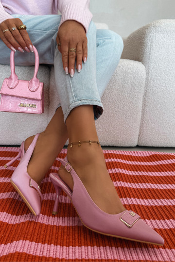 sandálias de salto alto Feminino Com decorações Detalem cor rosa Lurella