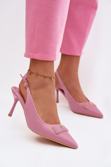 sandálias de salto alto Feminino Com decorações Detalem cor rosa Lurella 2