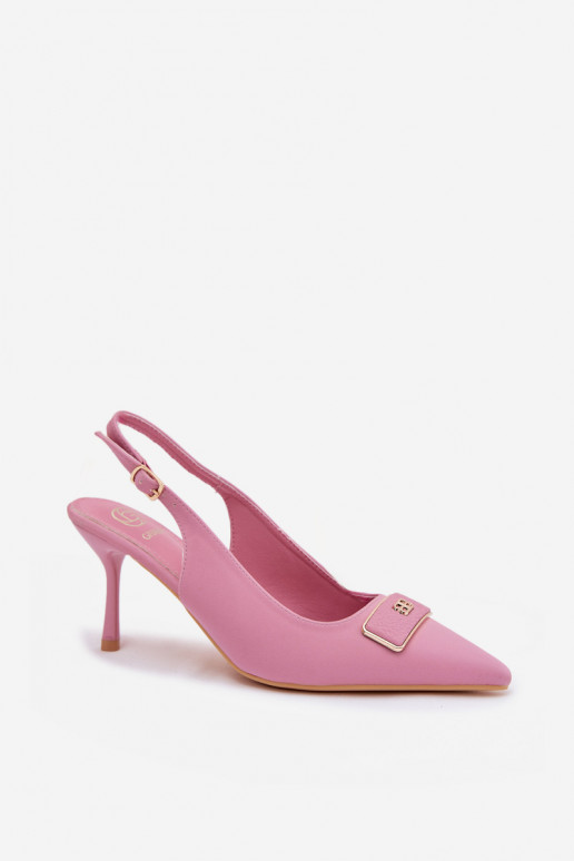 sandálias de salto alto Feminino Com decorações Detalem cor rosa Lurella