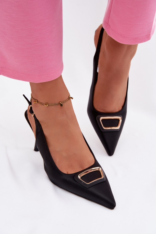 sandálias de salto alto Feminino decorar cor preta Palerine