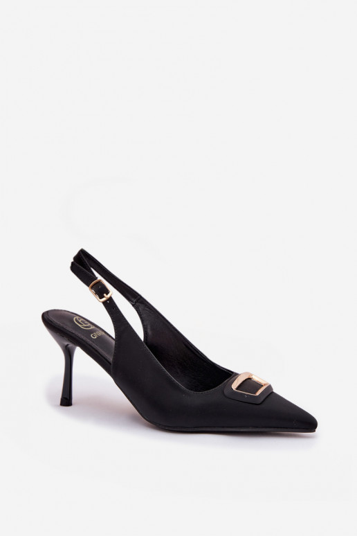 sandálias de salto alto Feminino decorar cor preta Palerine