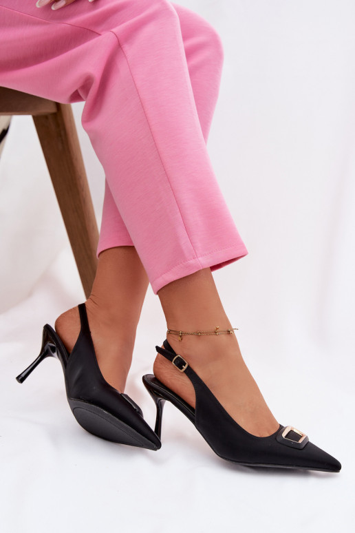 sandálias de salto alto Feminino decorar cor preta Palerine