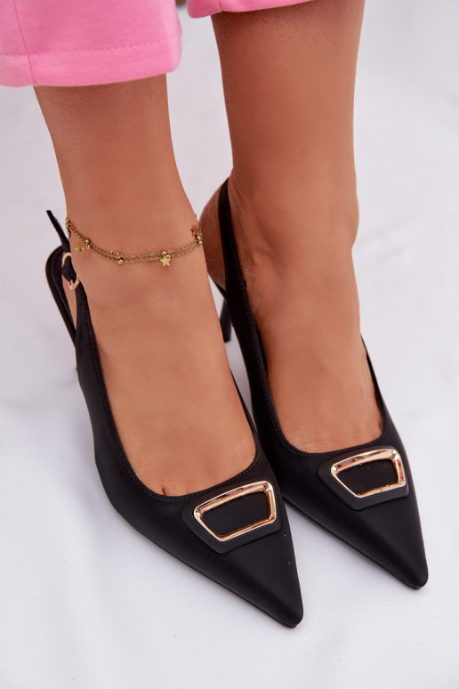 sandálias de salto alto Feminino decorar cor preta Palerine