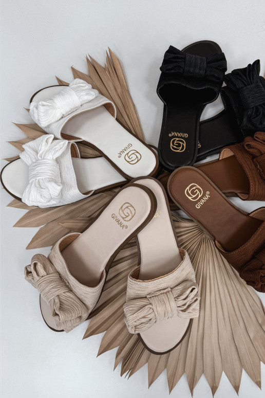 Chinelos femininos com salto largo com fitas cor branca Amivelle