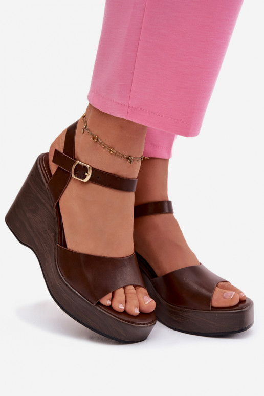 Sandálias femininas Em uma cunha Eko Pele CzekoladoParae Parilisse