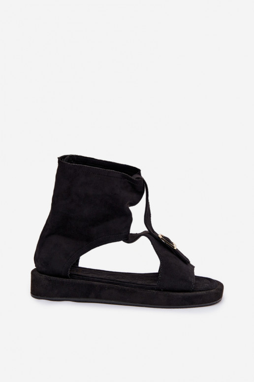 Sandálias femininas com uma bota cor preta Coralya