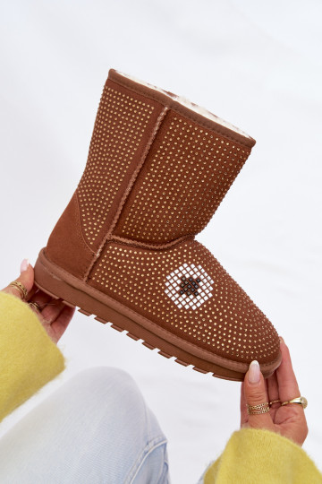 Botas femininas de neve decoradas, cor marrom Galivra