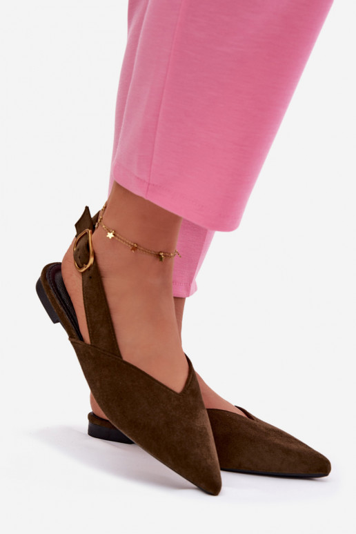 Bailarinas com fivelas douradas de camurça ecológicaoParae cor verde Palerra