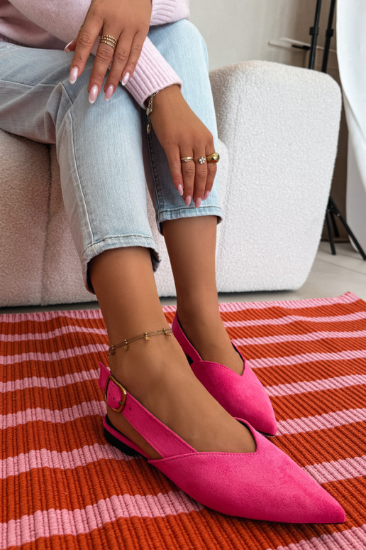 Bailarinas com fivelas douradas de camurça ecológicaoParae cor rosa Palerra