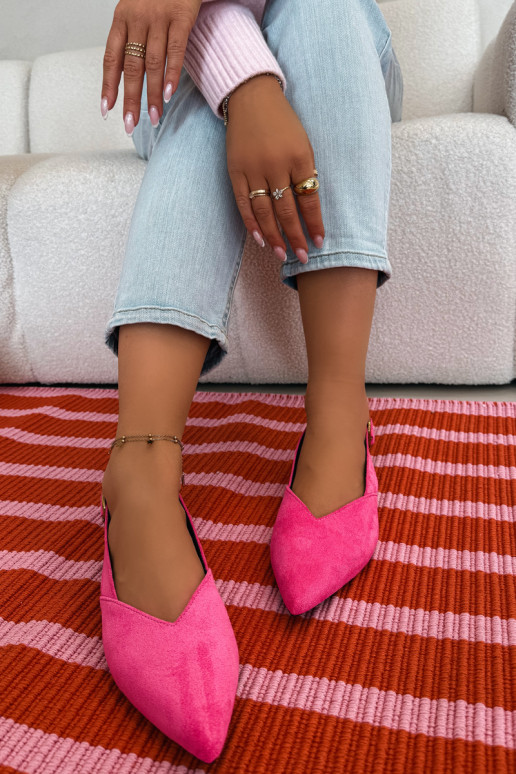 Bailarinas com fivelas douradas de camurça ecológicaoParae cor rosa Palerra