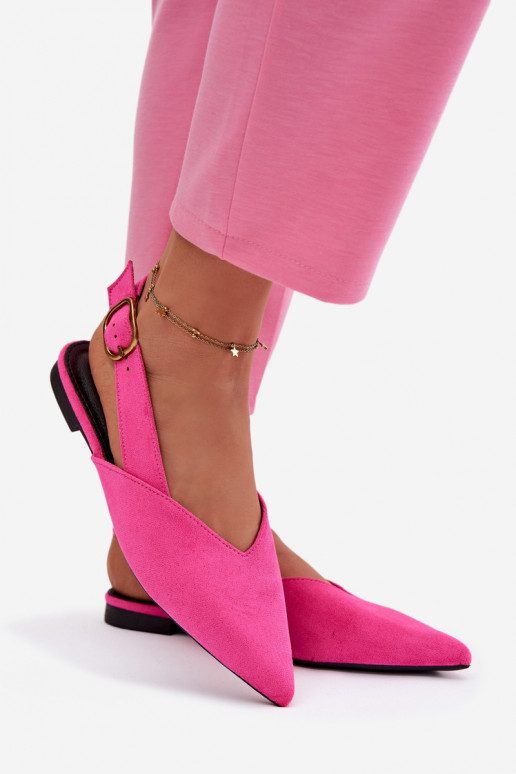 Bailarinas com fivelas douradas de camurça ecológicaoParae cor rosa Palerra