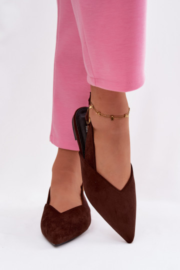 Bailarinas com fivelas douradas de camurça ecológicaoParae CzekoladoParae Palerra 2