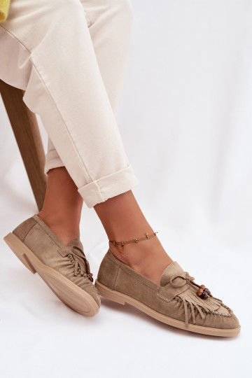 mocassins femininos com franjas I cor coralikami cor verde Teressa