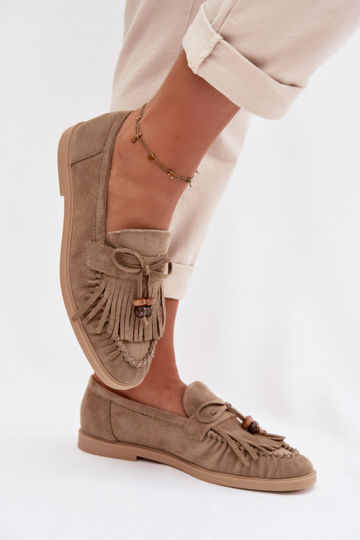 mocassins femininos com franjas I cor coralikami cor verde Teressa