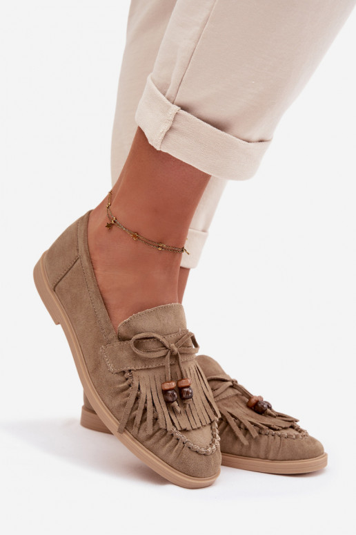 mocassins femininos com franjas I cor coralikami cor verde Teressa