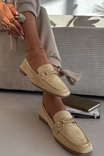 Mocassins femininos amarelos com elementos decorativos Evelora