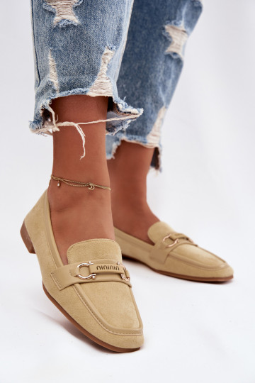 Mocassins femininos amarelos com elementos decorativos Evelora 2