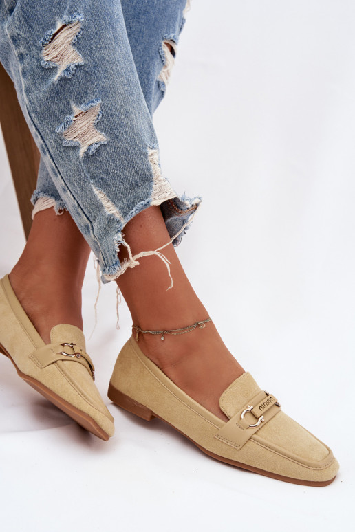 Mocassins femininos amarelos com elementos decorativos Evelora