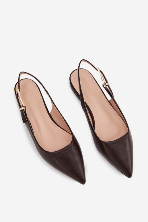 Ballets Iverelle cor chocolate com fivelas douradas