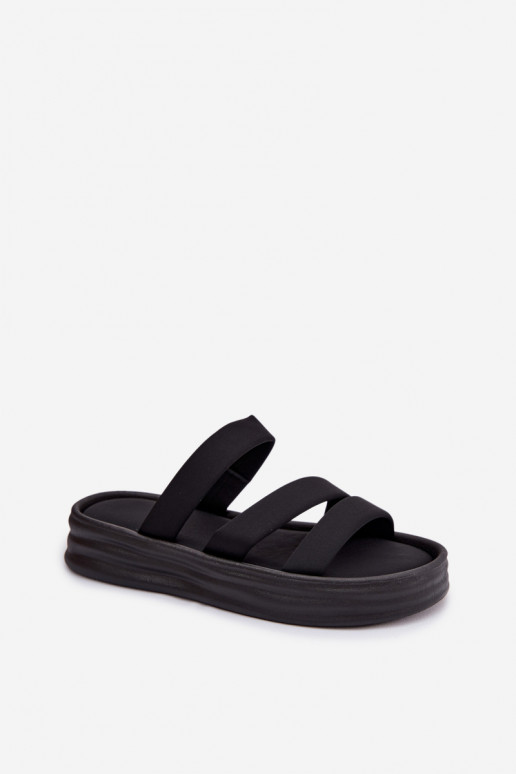  Chinelos femininos com uma plataforma com listras cor preta Liorine