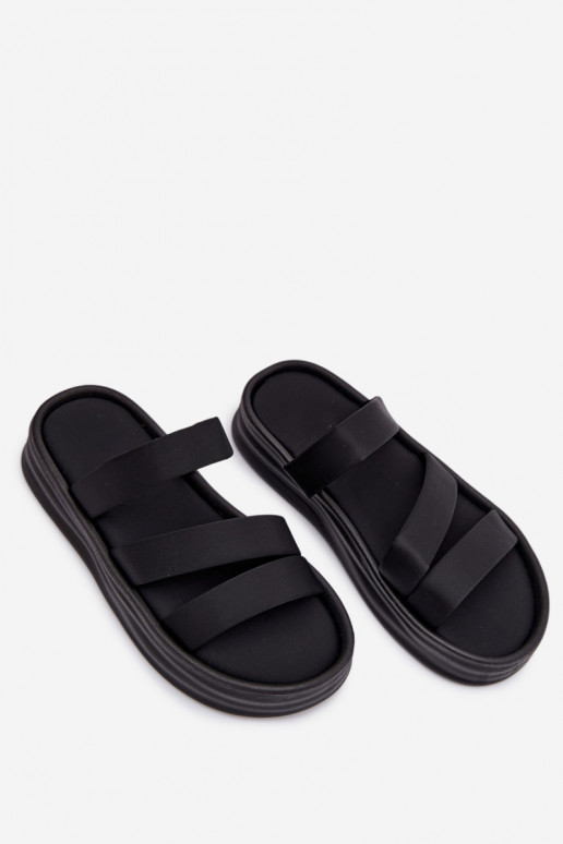  Chinelos femininos com uma plataforma com listras cor preta Liorine