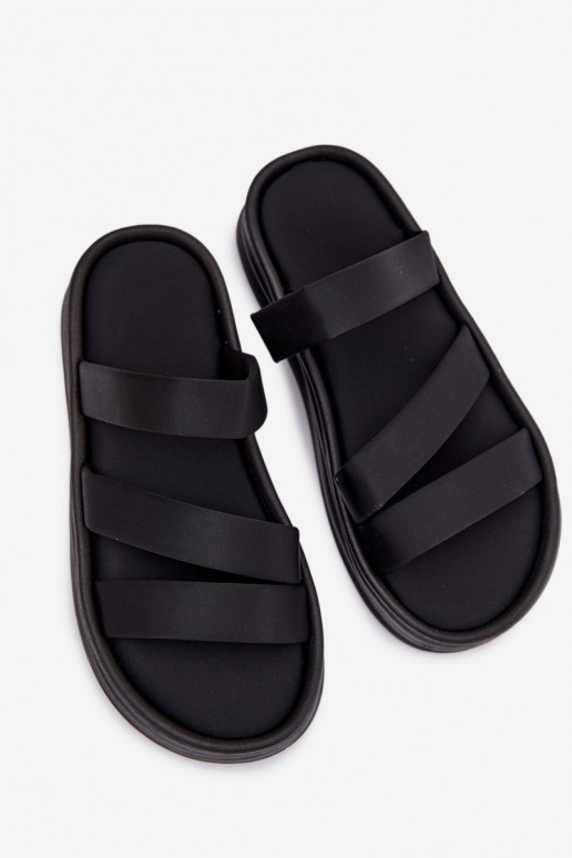  Chinelos femininos com uma plataforma com listras cor preta Liorine