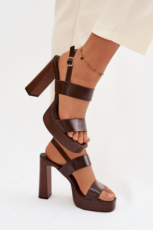 Sandálias femininas de salto alto e plataforma Eko Pele CzekoladoParae Hanelia