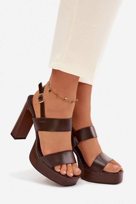 Sandálias femininas de salto alto e plataforma Eko Pele CzekoladoParae Hanelia