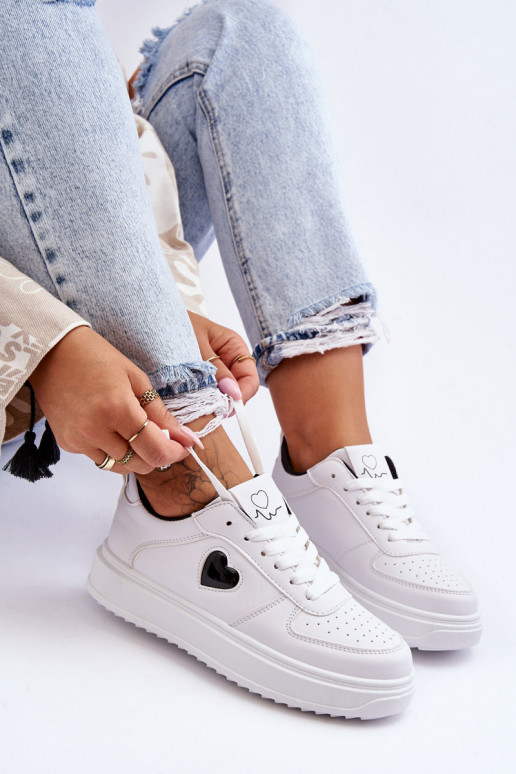 À modalo clássico tênis Com coração Branco-cor preta Amore